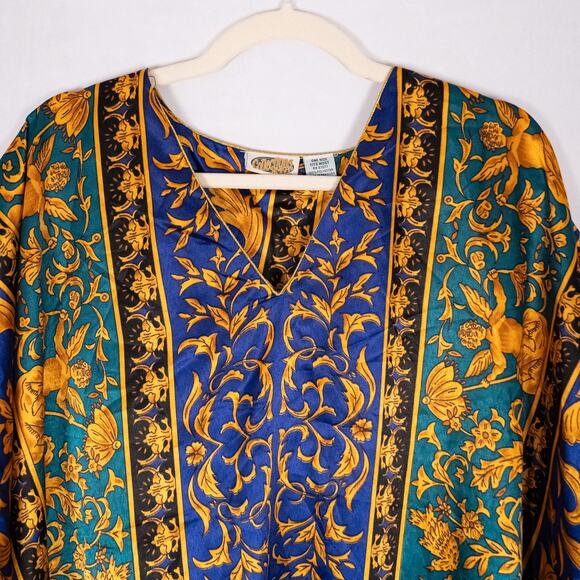 Women's Kimono Style Caftan Cover-Up MuuMuu Colorful Angel Cherub Classical Art - Picture 3 of 5